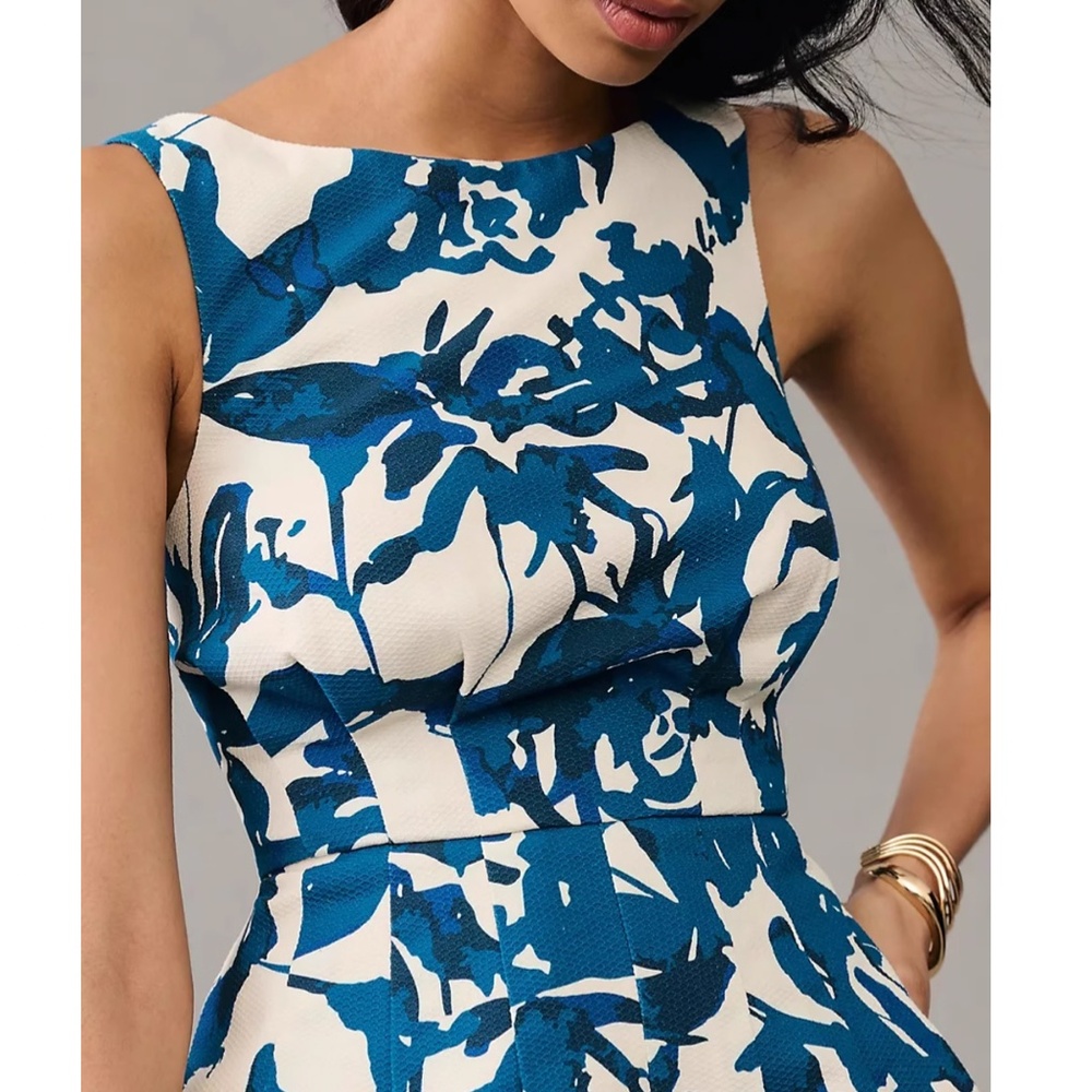 Anthropologie Plenty by Tracy Reese Back Tie Romper - Blue Motif - Picture 3 of 4